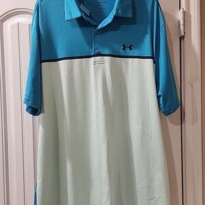 Under Armour Men's Teal and White Polo Shirt